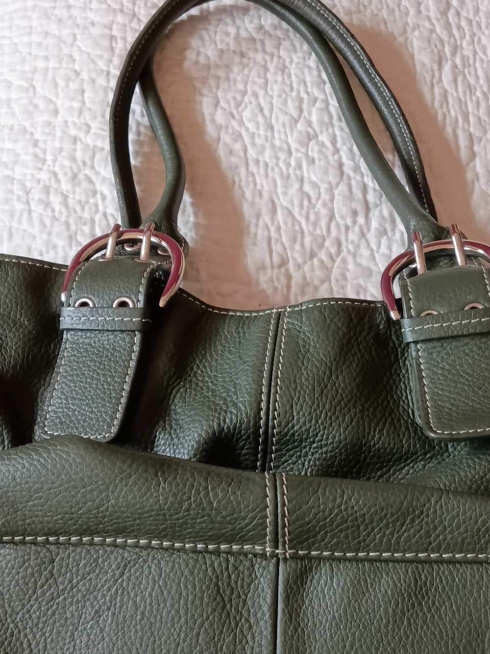 TIGNANELLO All Leather Handbag Purse, Olive Green, Like New Condition, Large - Picture 4 of 5